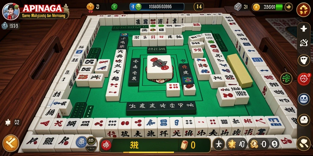 Tangkapan layar utama game APINAGA menampilkan permainan Mahjong yang menantang.
