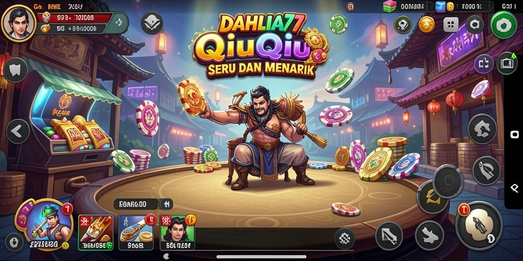 Tampilan gameplay seru dalam game QiuQiu DAHLIA77.