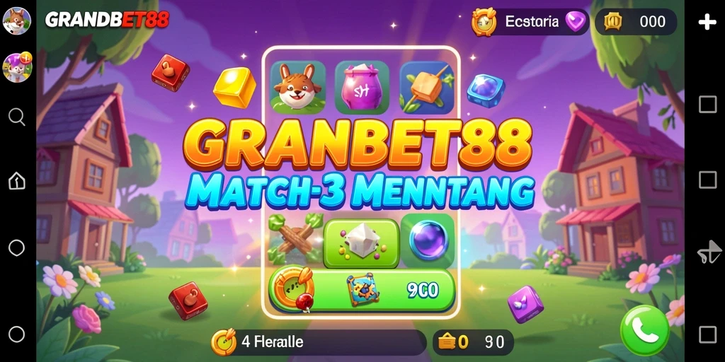 Tampilan gameplay seru dari GRANDBET88 dalam Match-3.