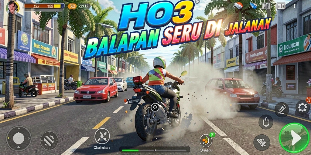 Tampilan gameplay seru di lintasan balapan HO3.