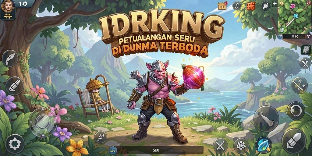 Screenshot gameplay IDRKING menunjukkan petualangan yang mendebarkan di dunia terbuka.