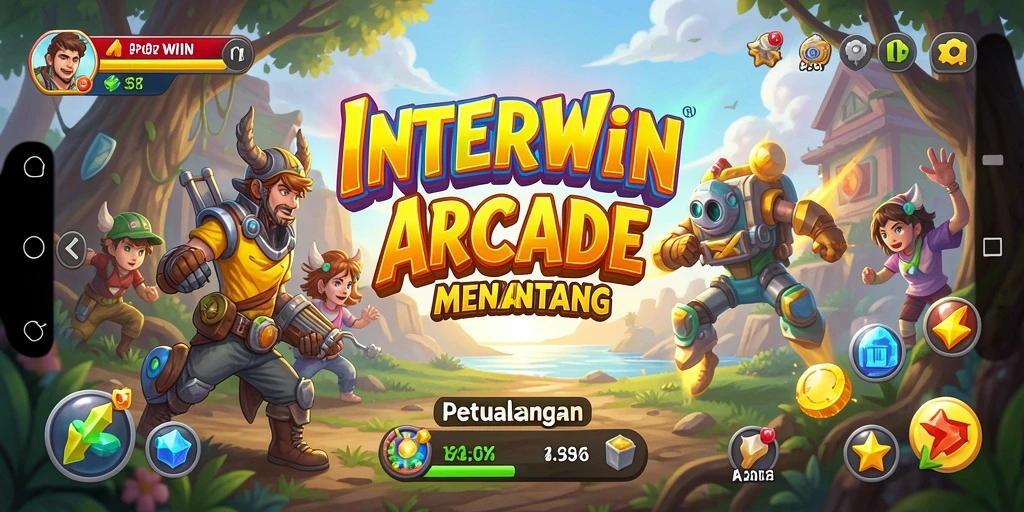 Tampilan gameplay INTERWIN dengan rintangan menantang dan karakter yang dinamis.