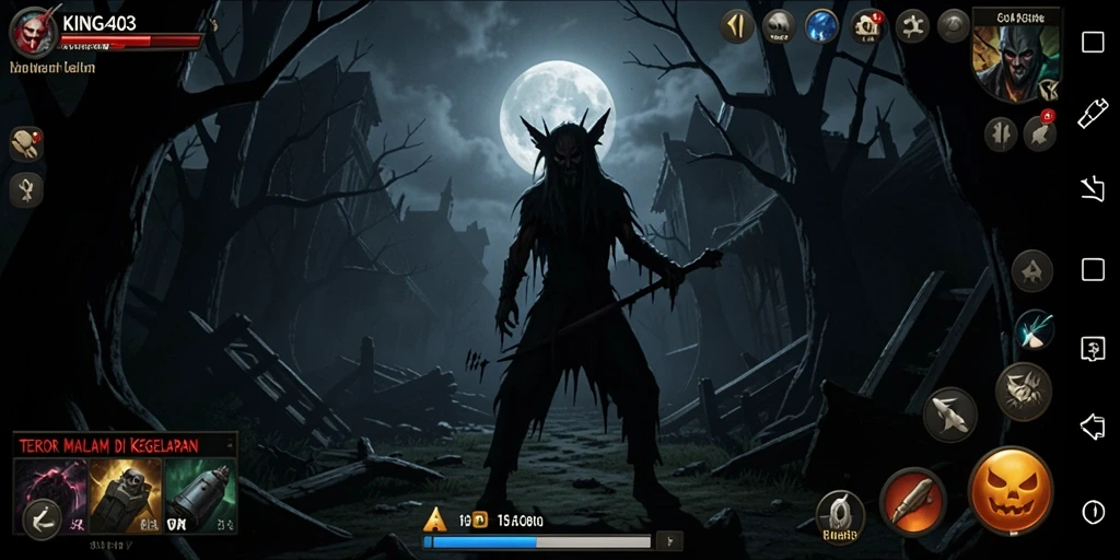 Gameplay KING403 menampilkan momen menegangkan di dunia horror.