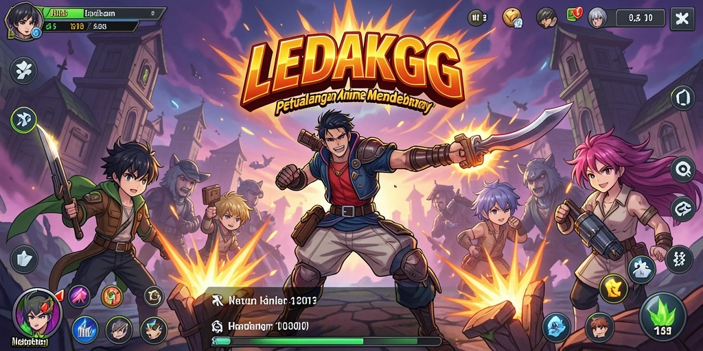 Tangkapan layar menampilkan aksi seru dalam game Anime LEDAKGG.
