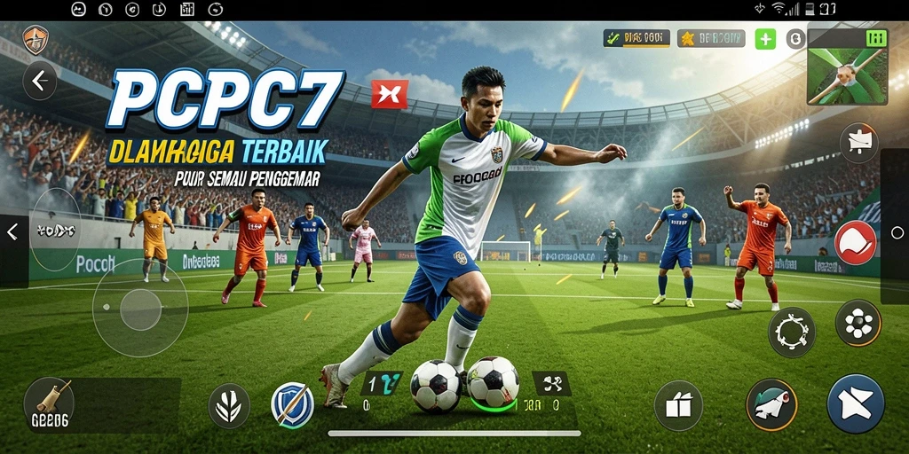 Tangkapan layar utama PCPC7 menampilkan aksi seru dalam olahraga.