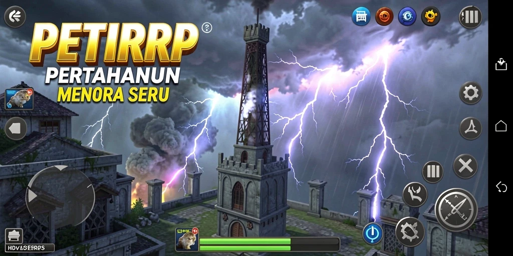 Tampilan gameplay seru di PETIRRP dengan strategi menara.