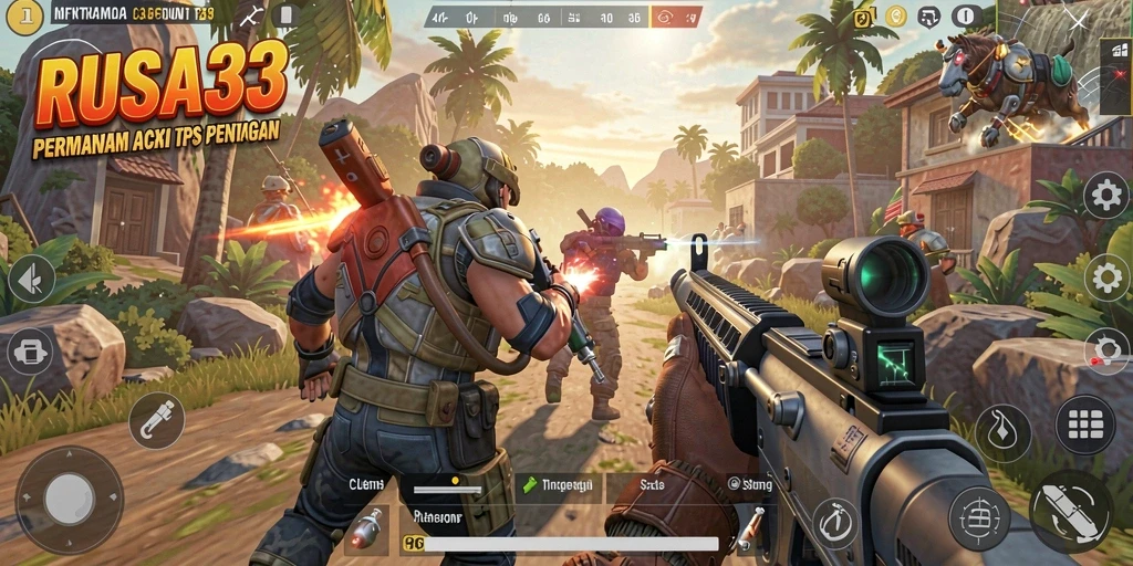 Tampilan gameplay menarik dalam pertempuran TPS yang intens.
