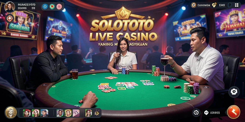 Screenshot gameplay SOLOTOTO menampilkan dealer langsung dan interaksi permainan yang menyenangkan.