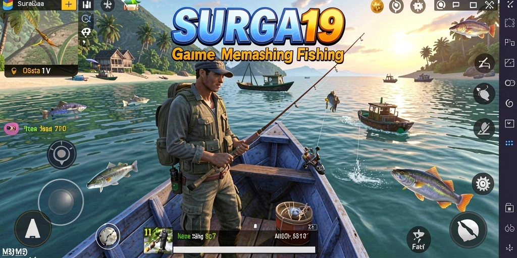 Screenshot gameplay SURGA19 menampilkan aksi memancing yang mendebarkan.