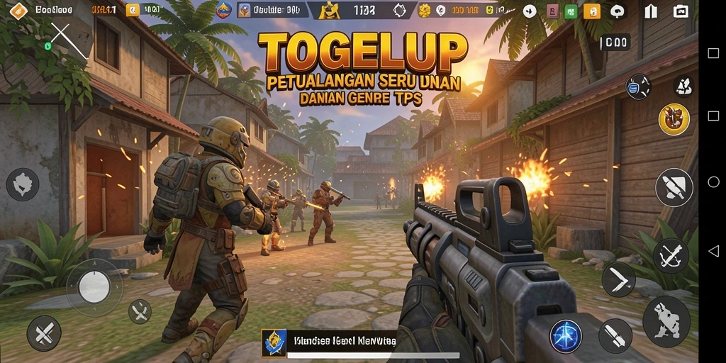 Screenshot utama TOGELUP menunjukkan aksi mendebarkan dalam gameplay TPS.