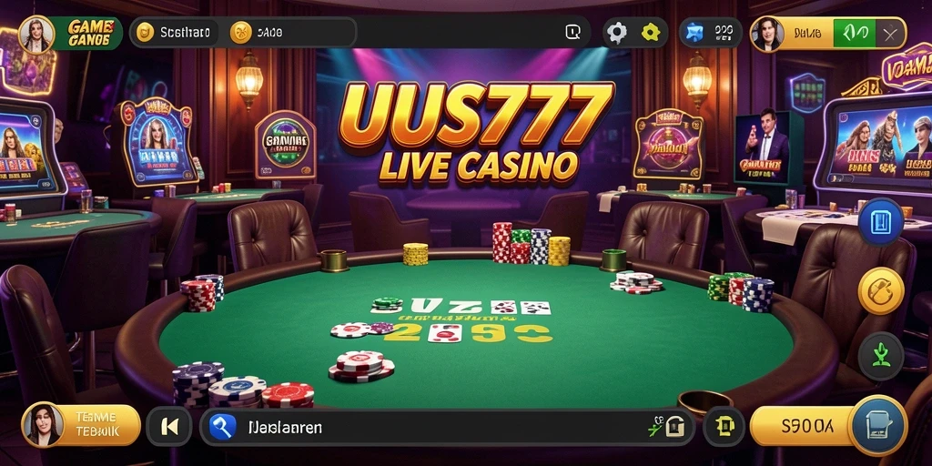 Screenshot gameplay UUS777 menampilkan dealer langsung dalam suasana kasino.